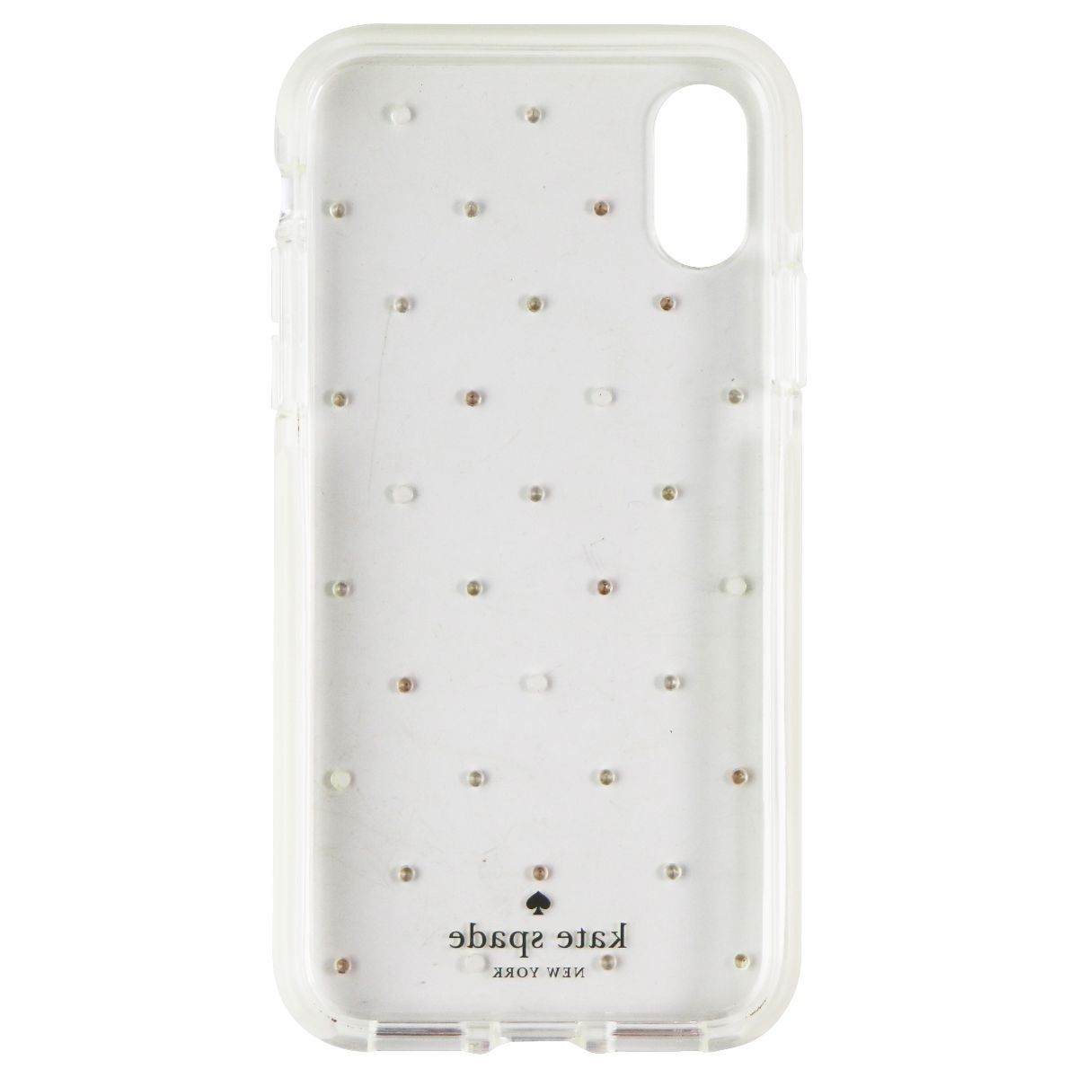 Kate Spade Defensive Hardshell Case for iPhone XS and X - Clear / Pin Dot Gems - New