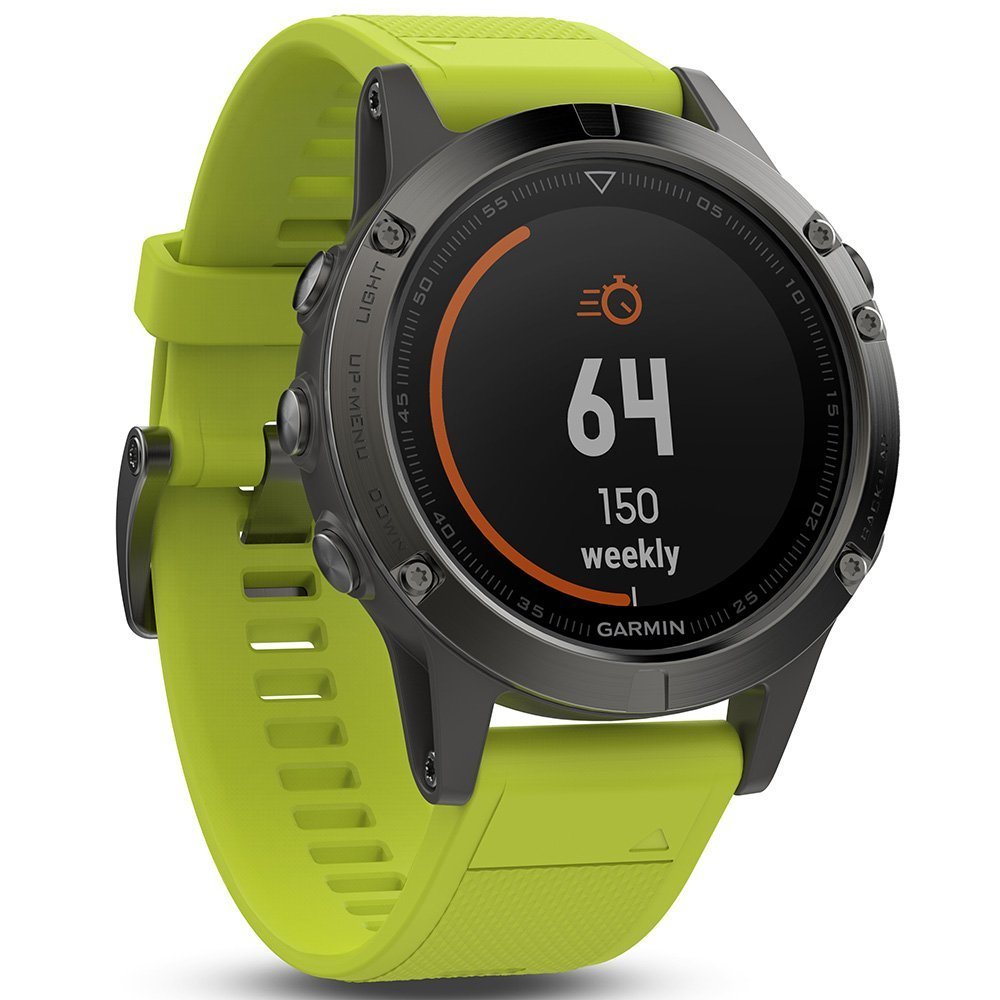 Garmin fēnix 5, Premium and Rugged Multisport GPS Smartwatch, Slate Gray W/ Yellow Band - 010-01688-02