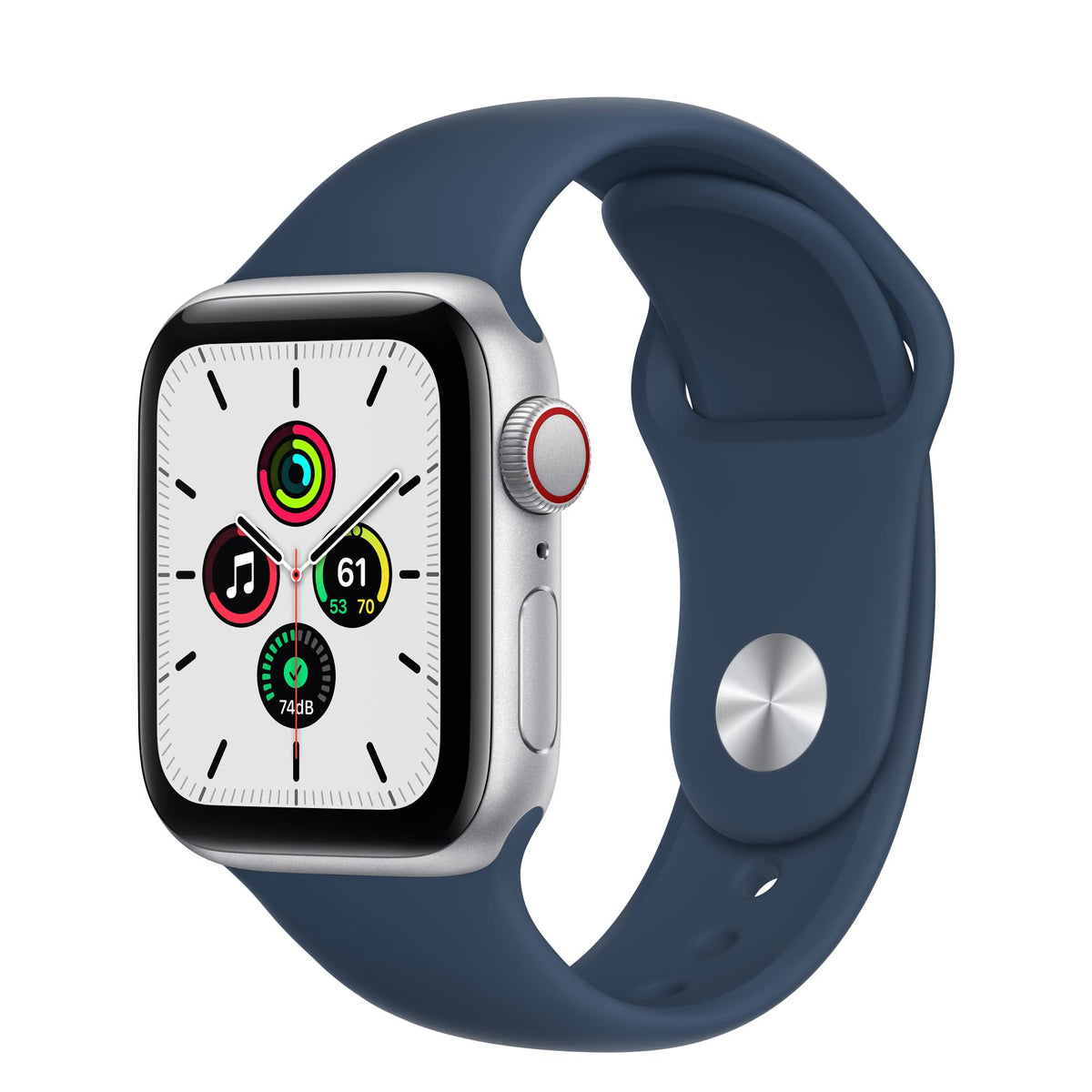 Apple Watch SE (GPS + Cellular) 40mm Silver Aluminum W/ Abyss Blue - MKQL3LL/A