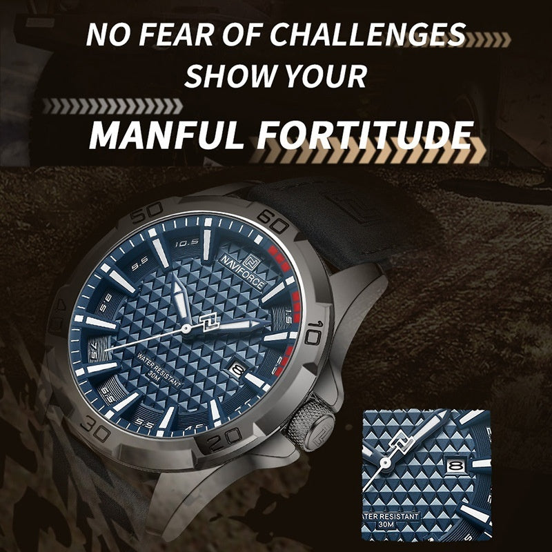 NAVIFORCE Men's Leather Strap Quartz Watch