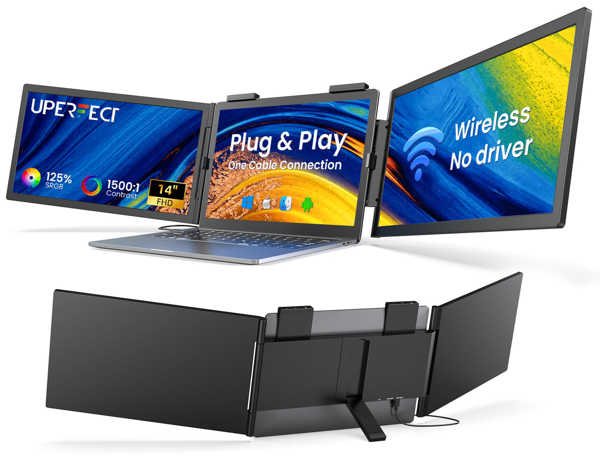 UPERFECT 14 Inch Wireless Triple Portable Monitor