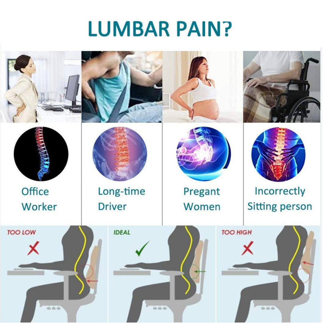 Memory Foam Lumbar Support Cushion