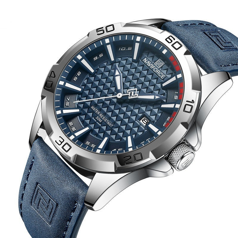 NAVIFORCE Men's Leather Strap Quartz Watch