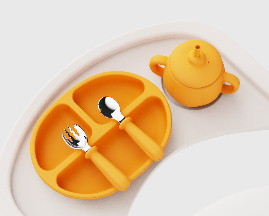 Kids’ No-Spill Cup & Edible Silicone Dinner Plate