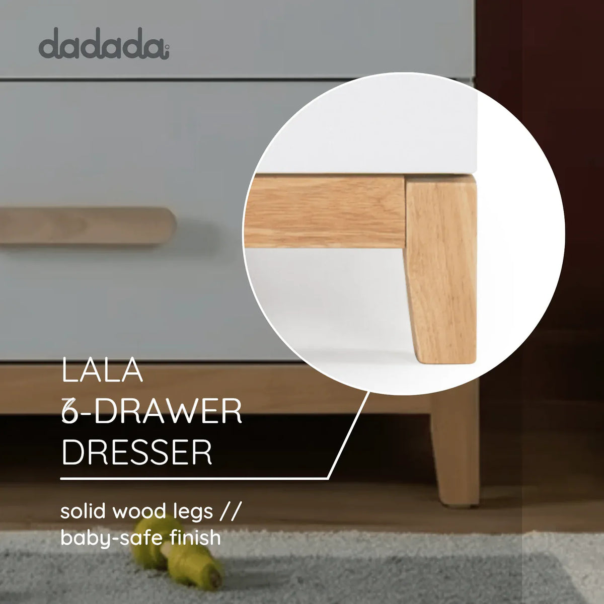 Dadada Lala Big 6-Drawer Dresser - White / Natural