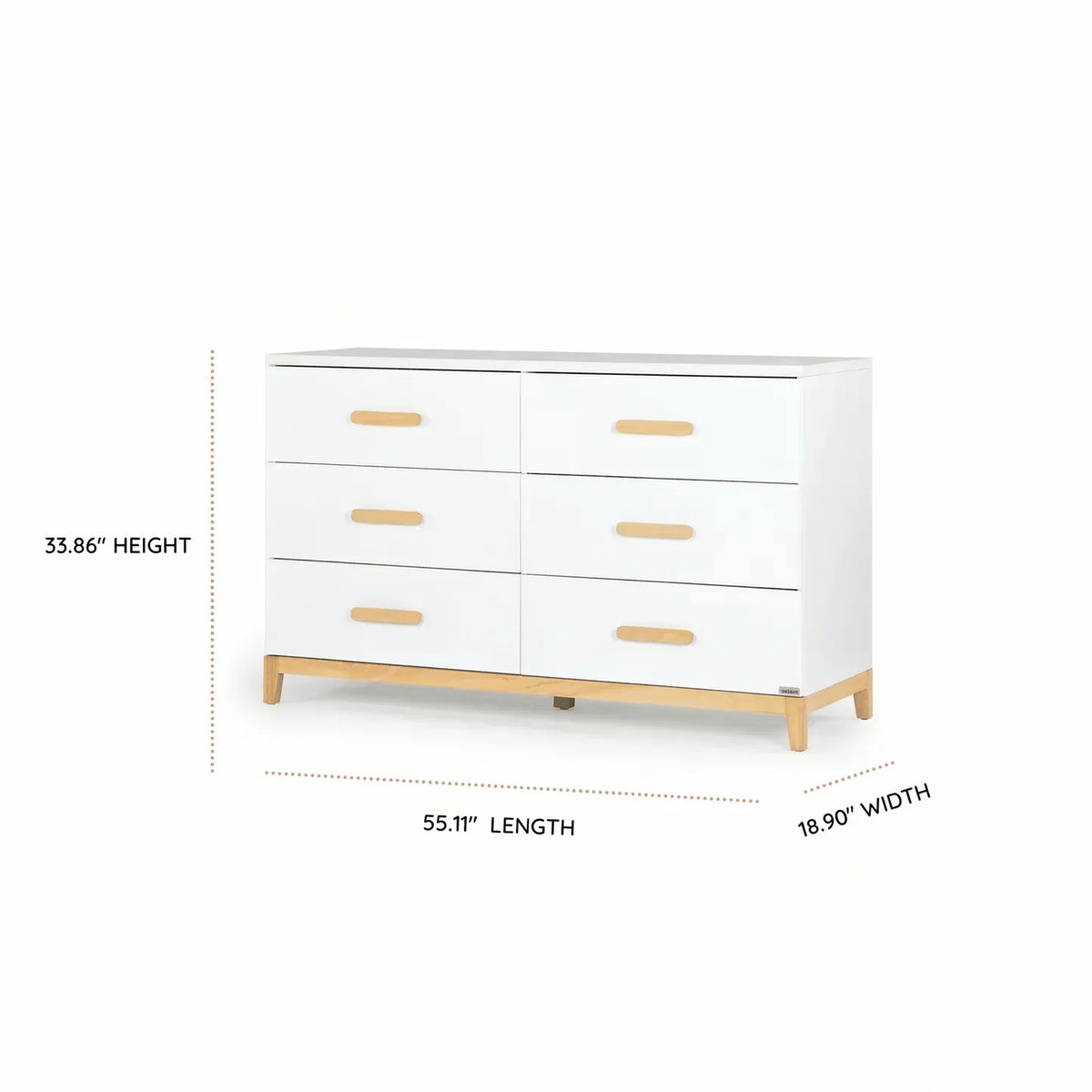 Dadada Lala Big 6-Drawer Dresser - White / Natural