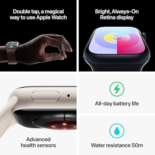 Apple Watch Series 9 (GPS) 45mm Midnight Aluminum Case with Midnight Sport Loop - Adj - MR9C3LW/A