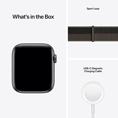Apple Watch SE (GPS + Cellular, 44mm) Space Gray Aluminum Case with Tornado/Grey Sport Loop - MKRT3LL/A