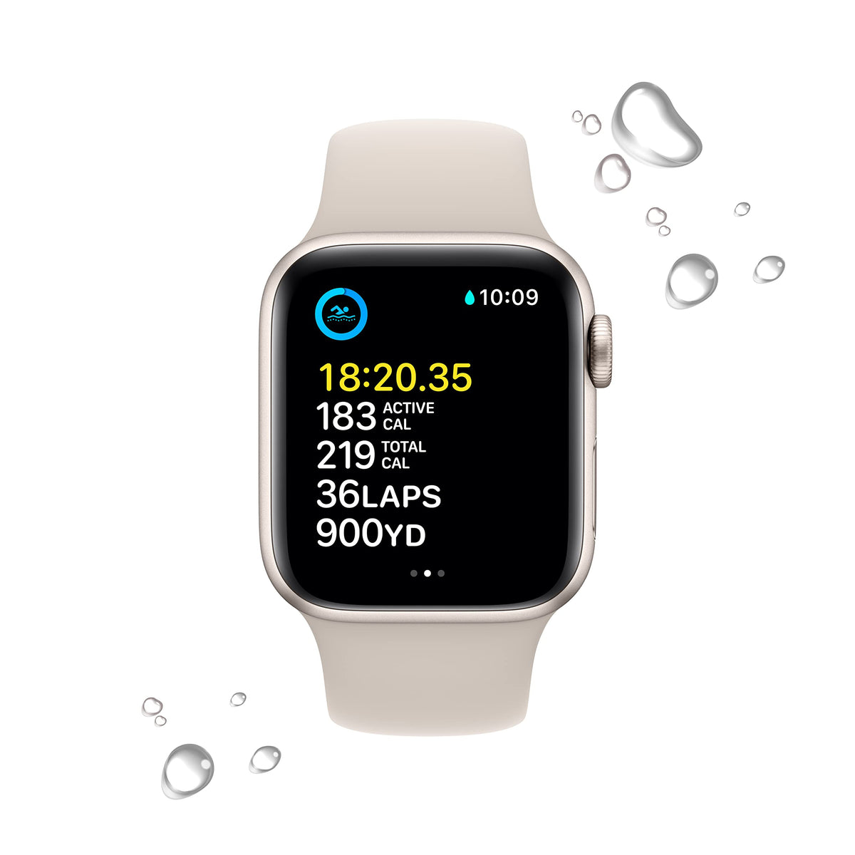 Apple Watch SE 2nd Gen GPS, 40mm Starlight Aluminum Case with Sport Band, M/L - MRG03LL/A