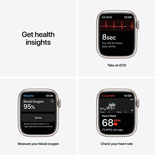 Apple Watch Series 7 (GPS, 41mm) Starlight Aluminum Case with Starlight Sport Band, Regular - MKMY3LL/A