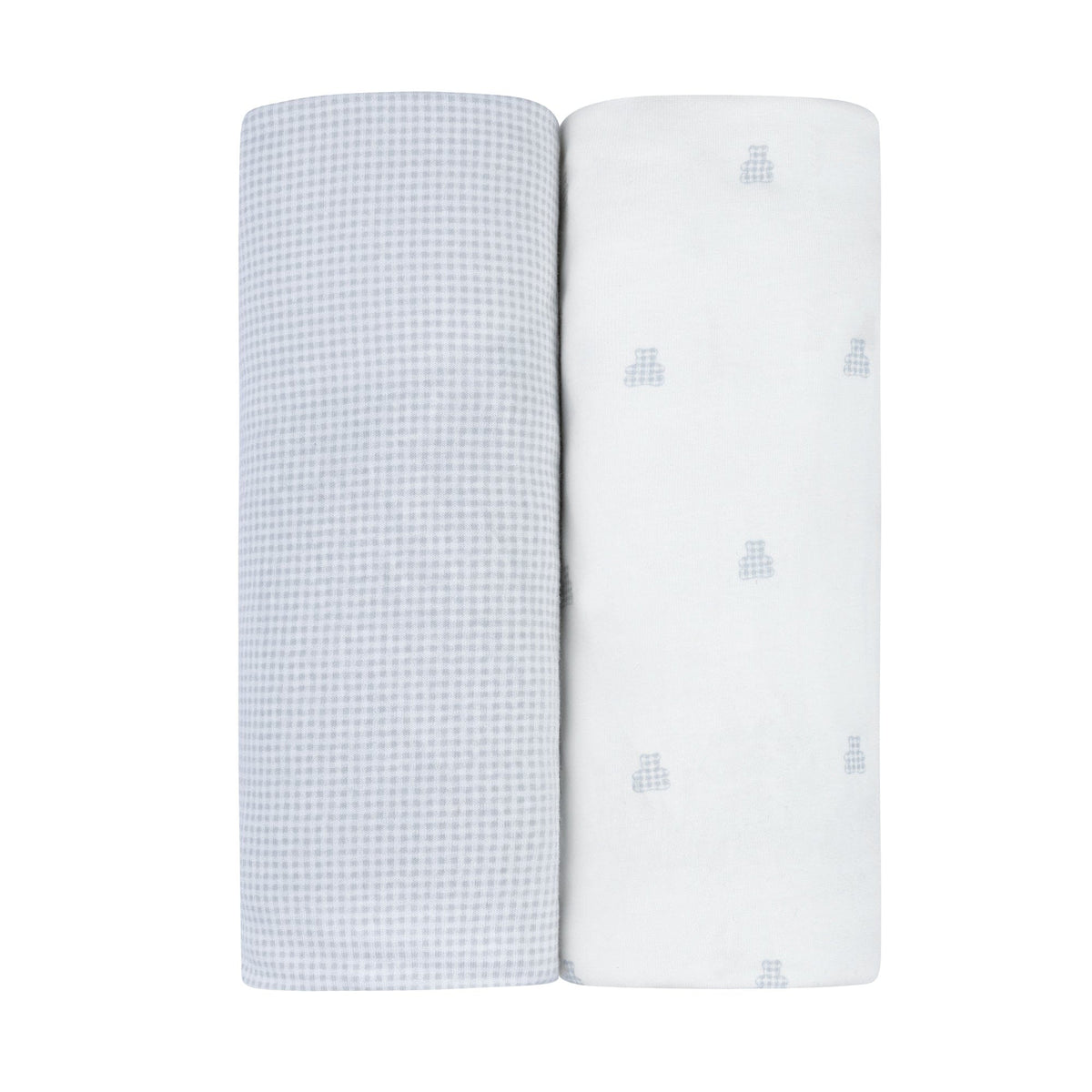 Ely's & Co. 2 Pack Crib Sheets - Gingham Bear Collection - Blue