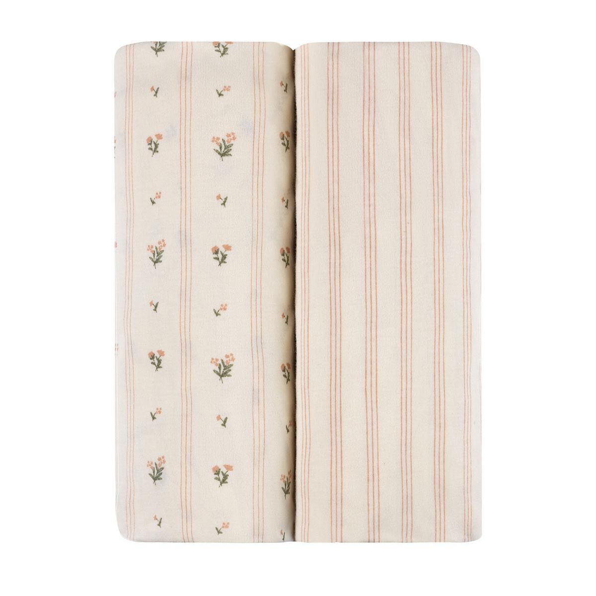 Ely's & Co. 2 Pack Pack n Play Sheets - Linear Floral Collection