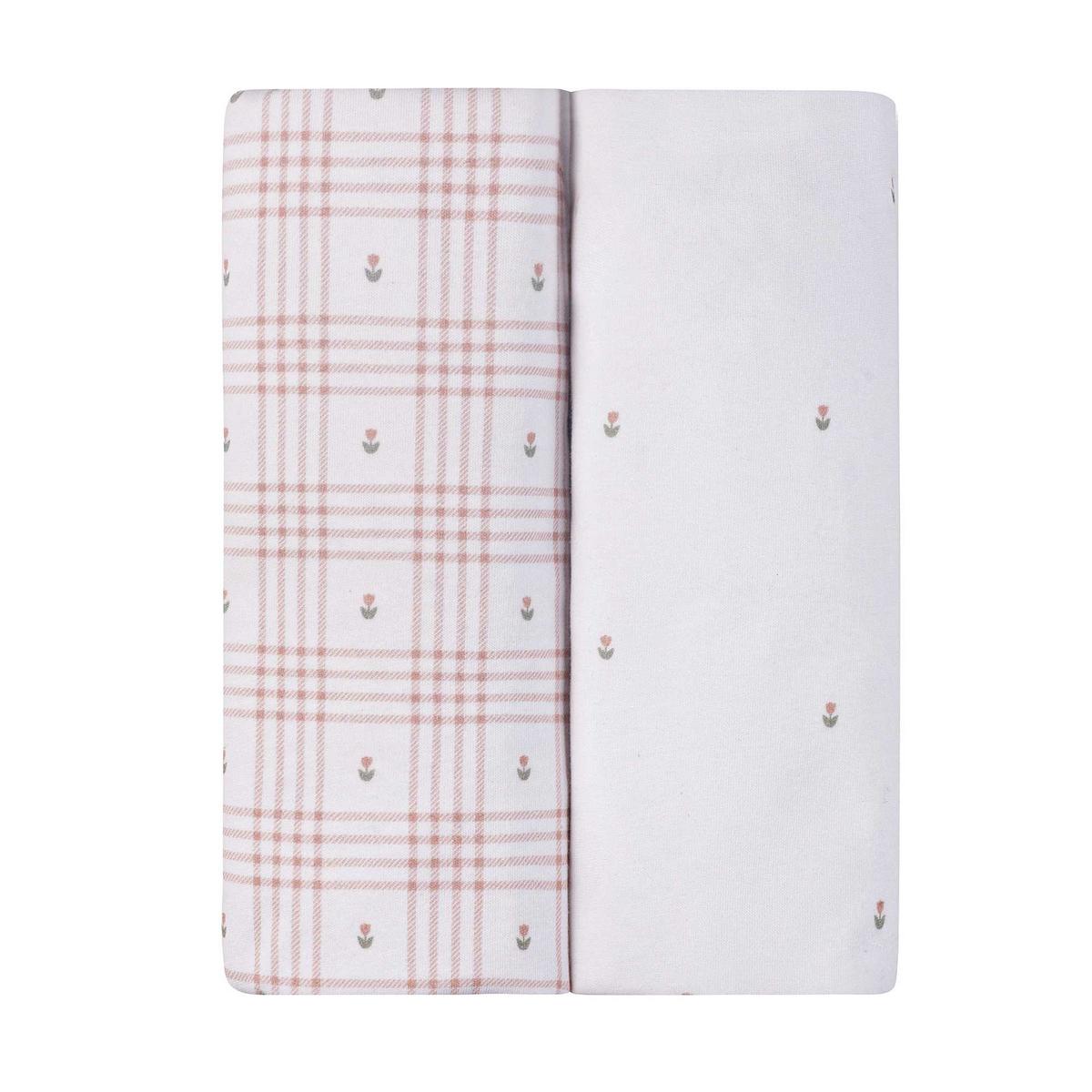 Ely's & Co. 2 Pack Waterproof Bassinet Sheets - Floral Plaid