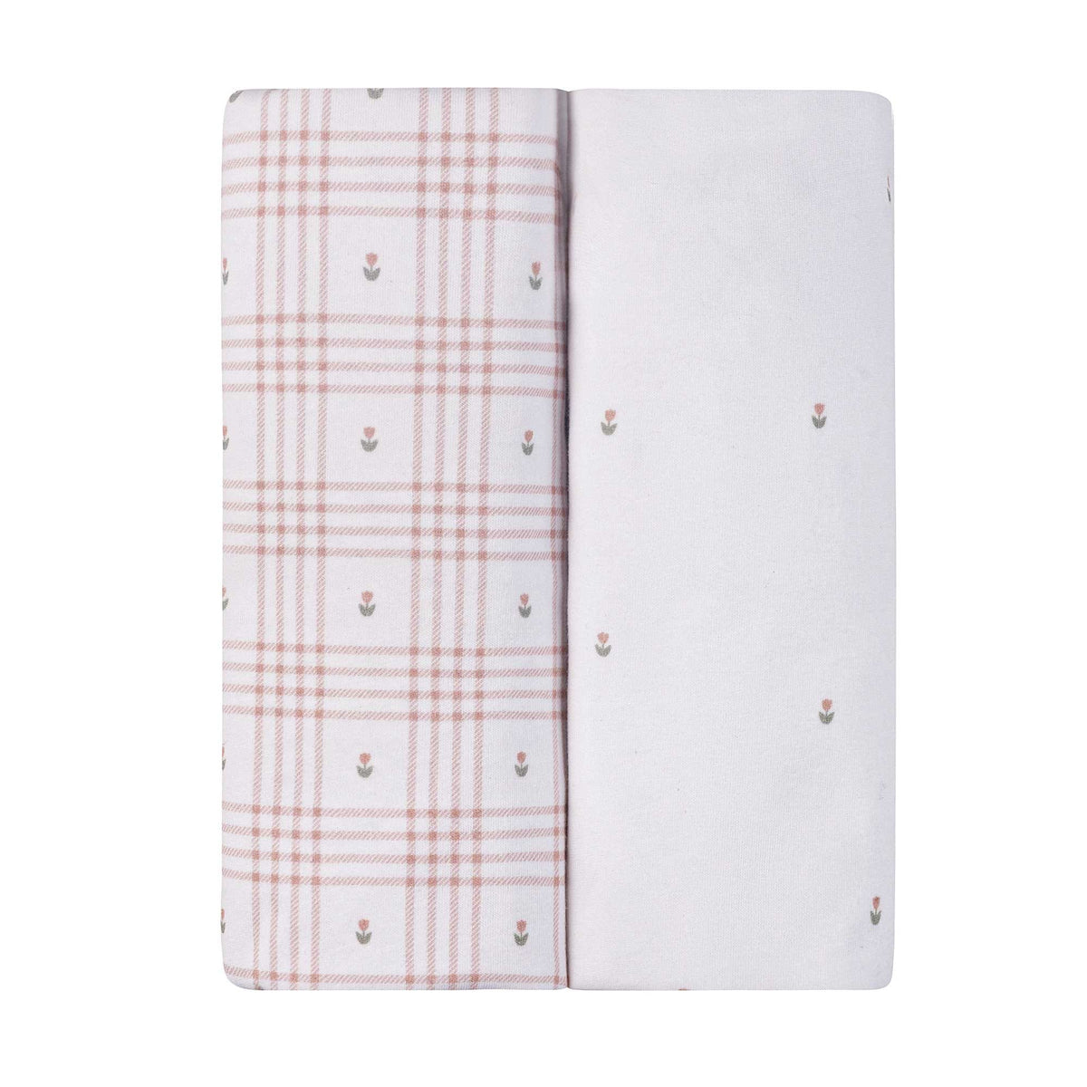 Ely's & Co. 2 Pack Waterproof Crib Sheets - Floral Plaid Collection