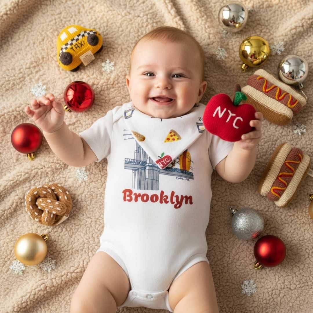Estella Organic Baby Onesie with Brooklyn Buddies - 0-3 Months