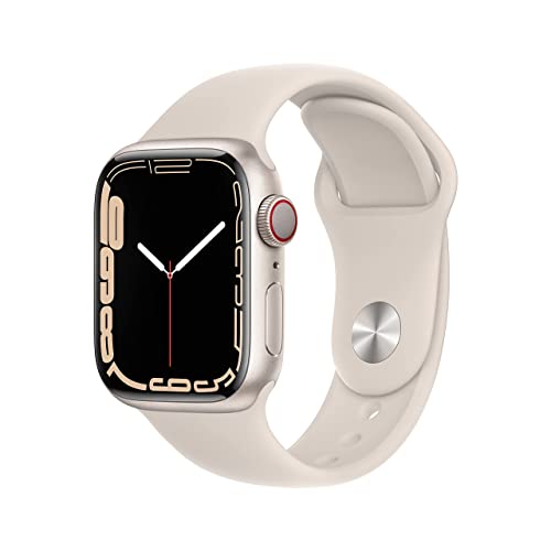 Apple Watch Series 7 (GPS + Cellular, 41mm) Starlight Aluminum Case with Starlight Sport Band - MKH83LL/A