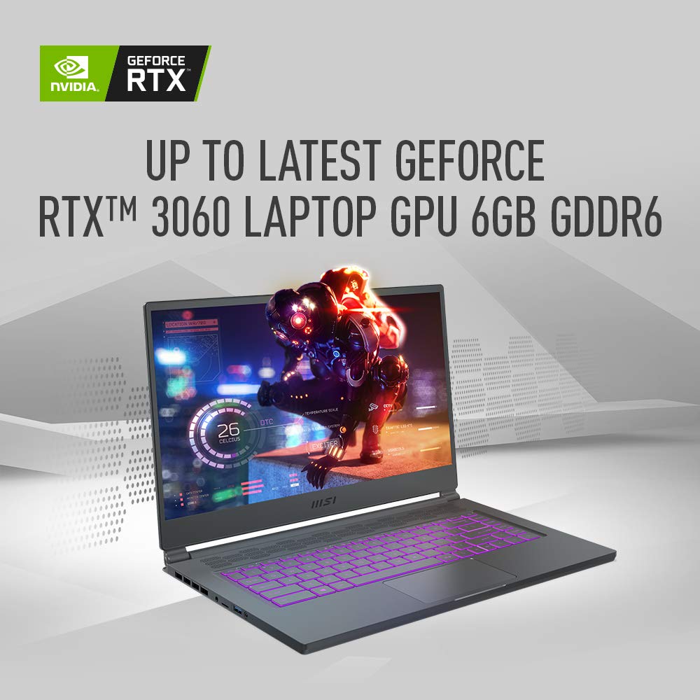 MSI Stealth 15M Laptop 15.6" 144Hz FHD, i7-11375H, RTX 3060, 16GB RAM, 512GB SSD, Carbon Gray (A11UEK-009)