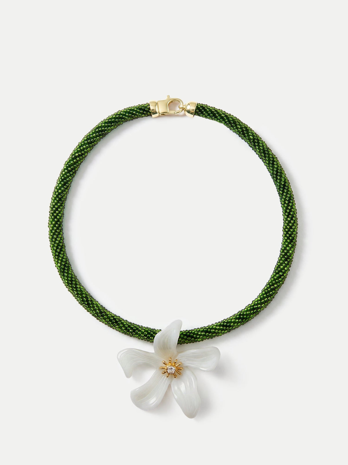 Flower Pendant Beaded Necklace