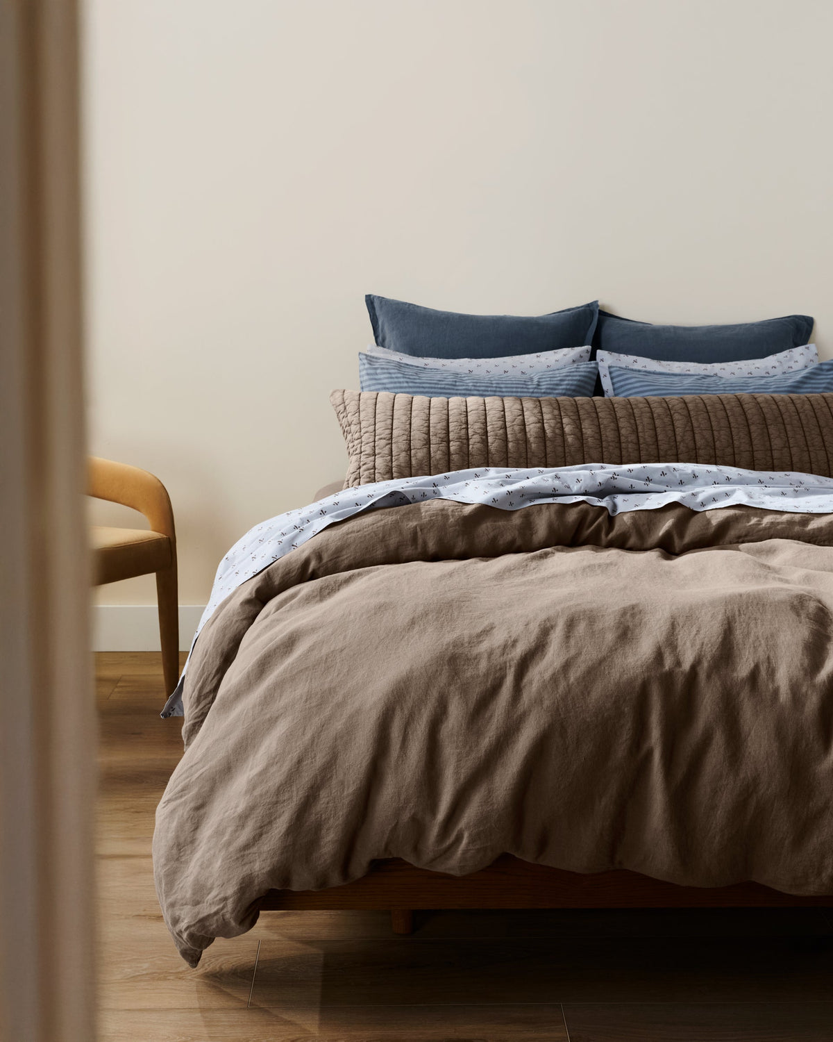 Garment Dyed Channel Body Pillow Cover - FINAL SALE (Warm Grey)