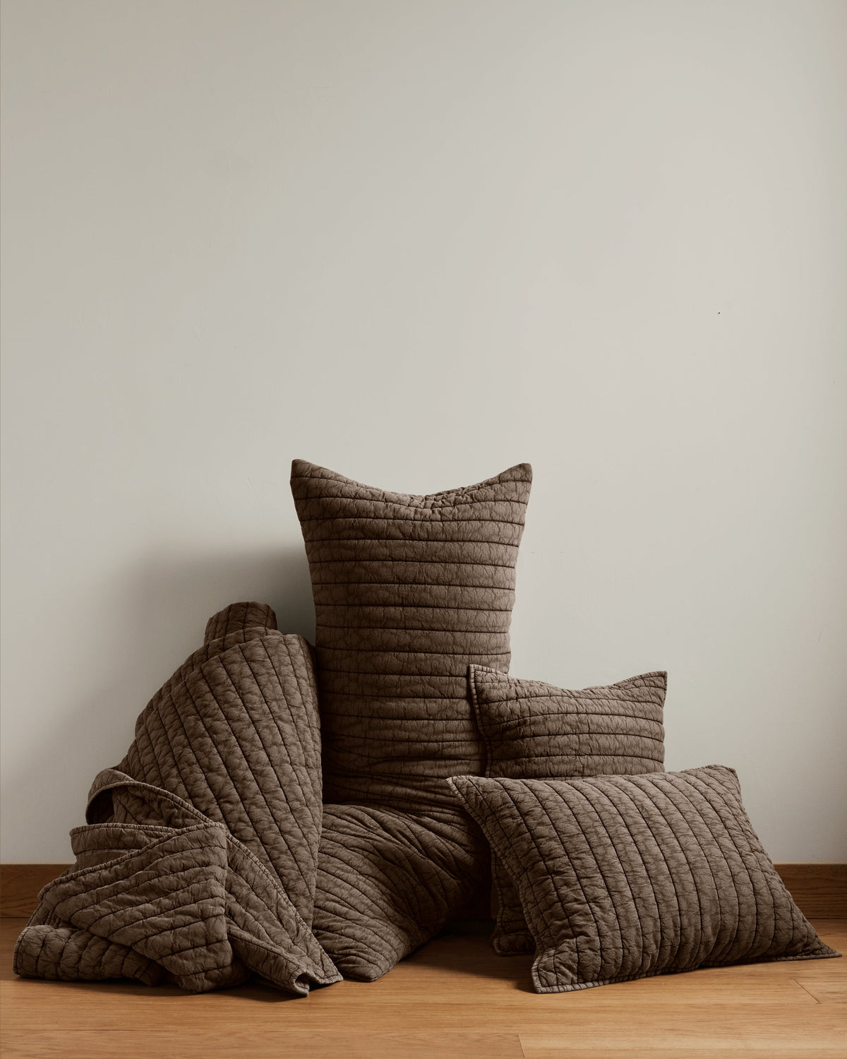 Garment Dyed Channel Body Pillow Cover - FINAL SALE (Warm Grey)