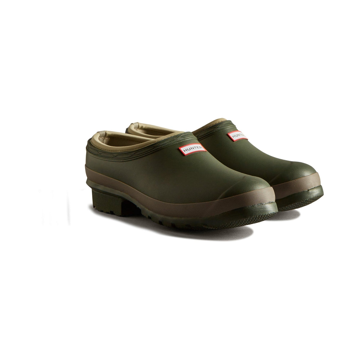 Hunter Gardener Mens Clogs - Dark Olive/Clay