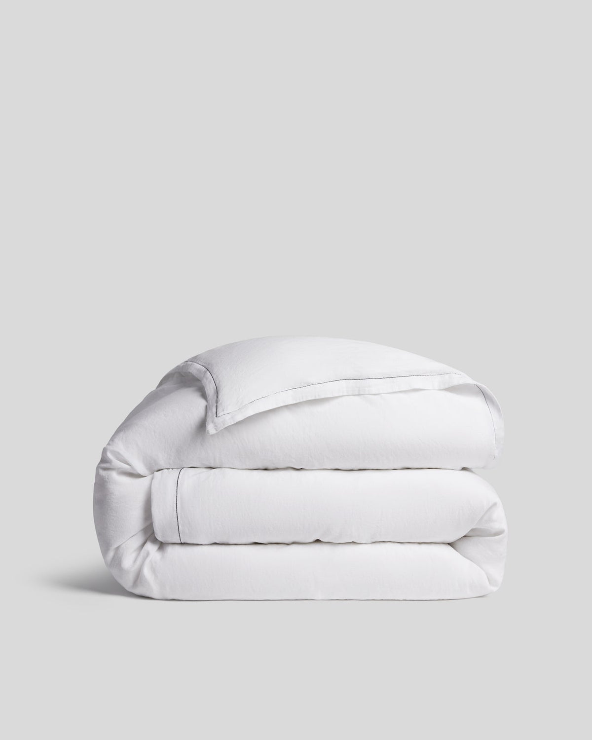 Linen Tencel Duvet Cover - FINAL SALE (White with Black)