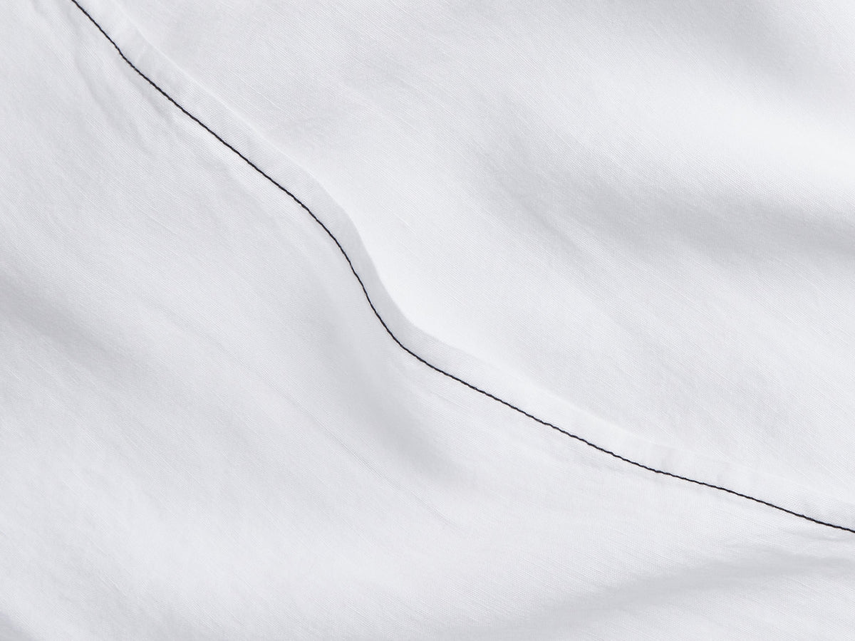 Linen Tencel Pillowcase Set - FINAL SALE (White with Black)