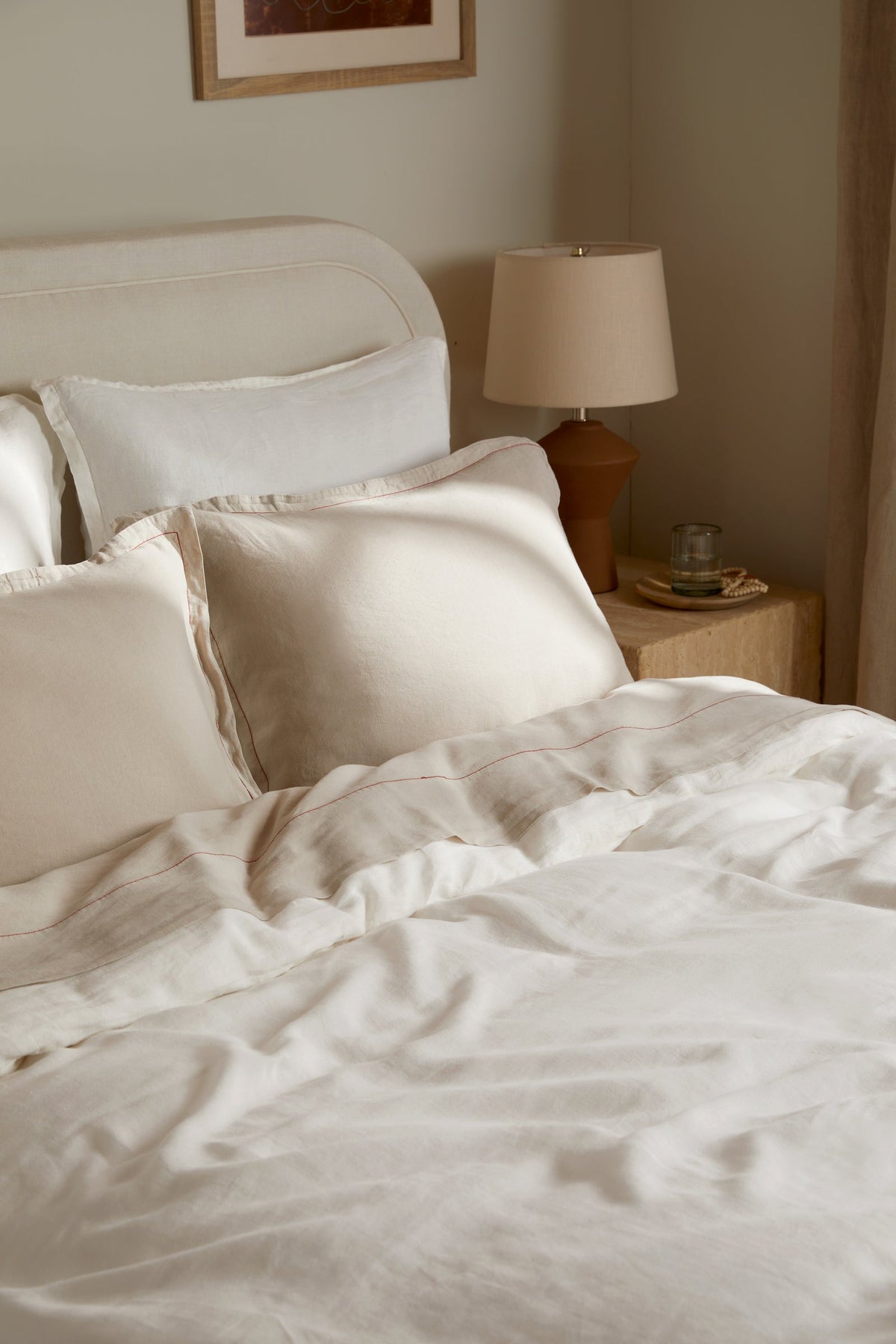 Linen Tencel Euro Sham - FINAL SALE (Bone with Canyon)