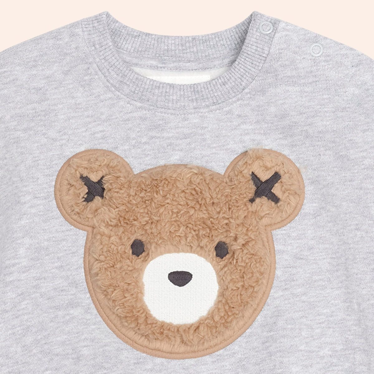 Huxbaby Furry Huxbear Sweatshirt – Grey Marle, 3-6M