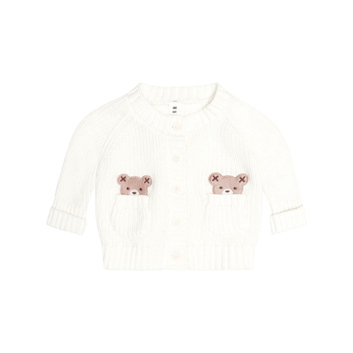 Huxbaby Peekaboo Hux Cardi – Almond Milk, Newborn
