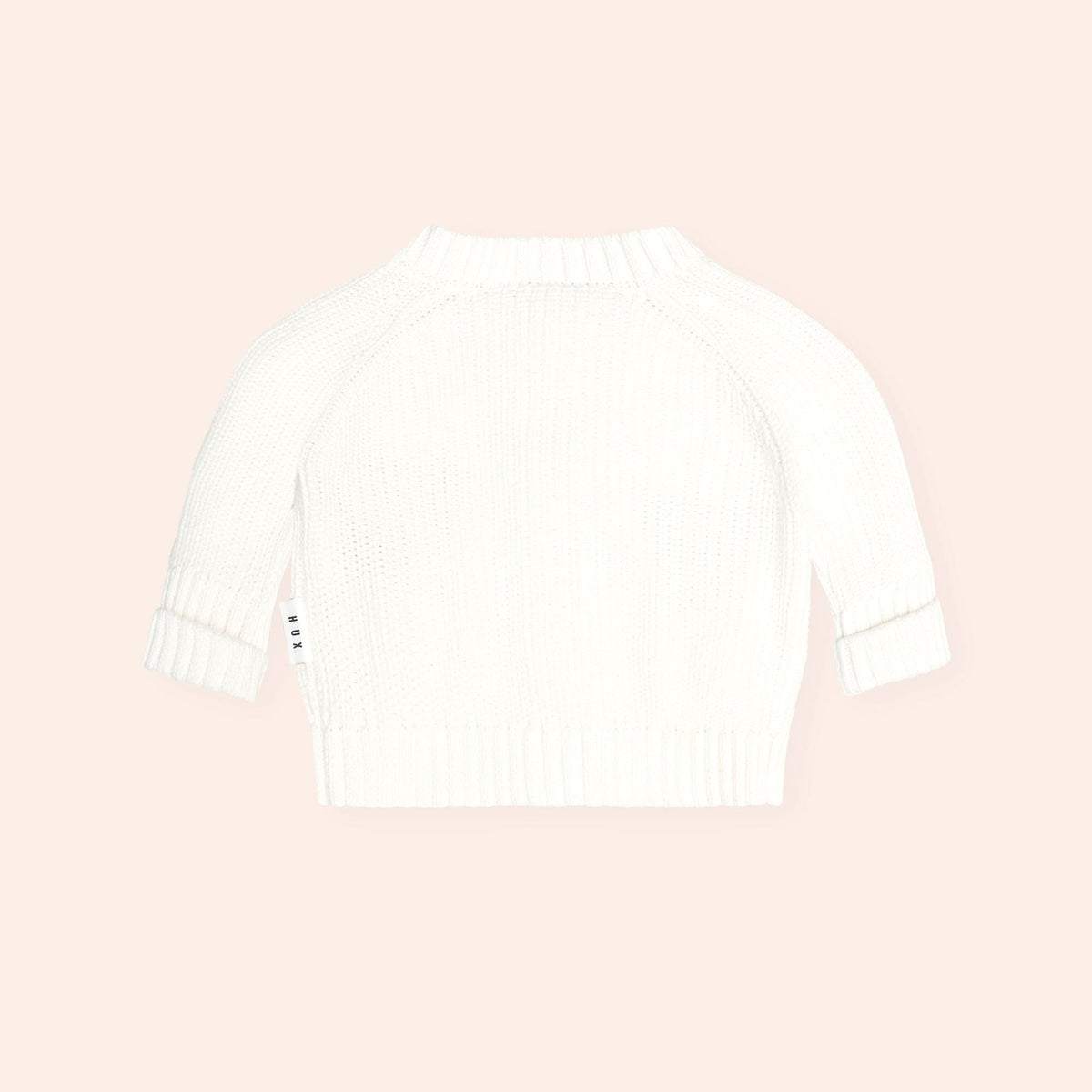 Huxbaby Peekaboo Hux Cardi – Almond Milk, 0-3M