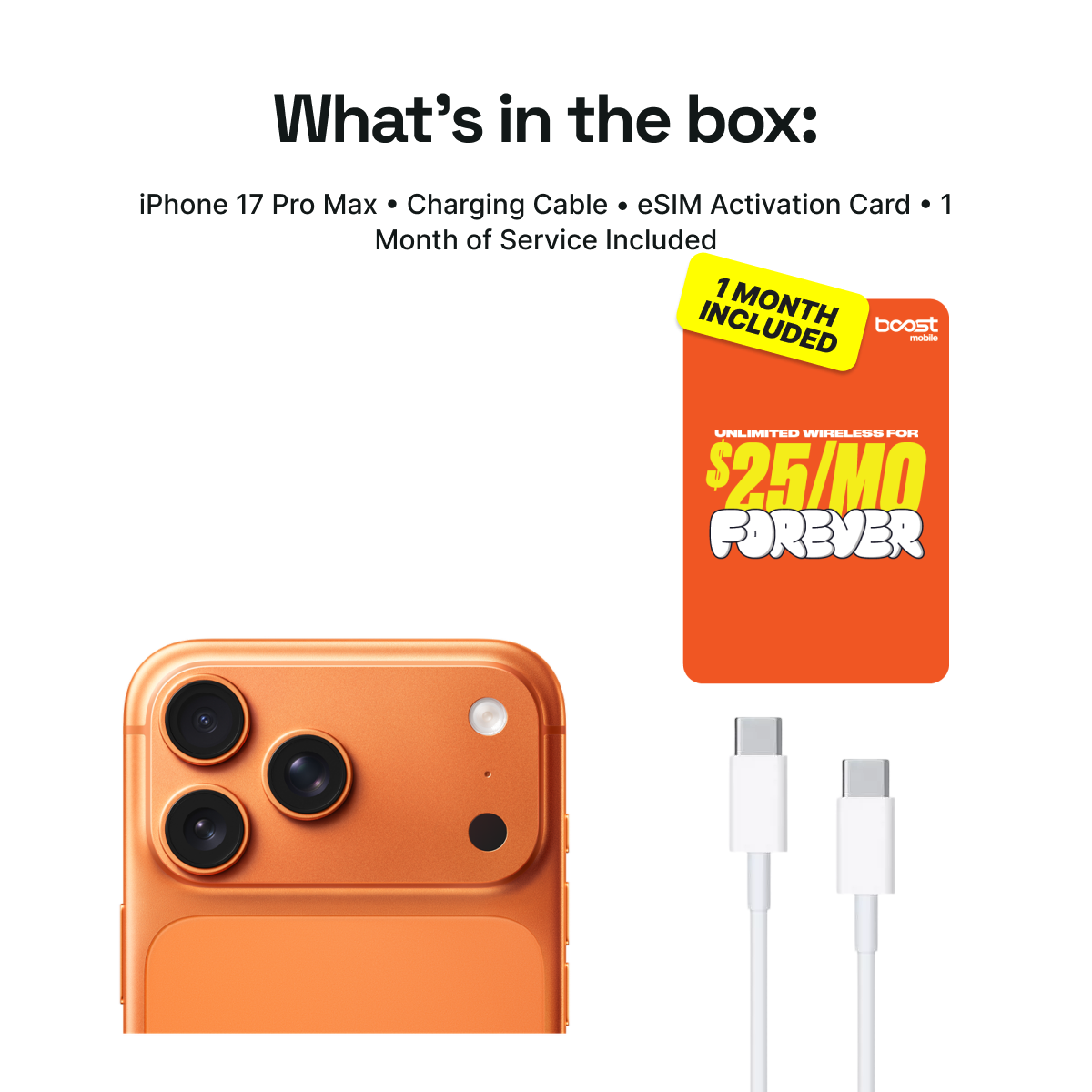 iPhone 17 Pro Max Connected Pack (Unlocked) + 1 Month Boost Mobile