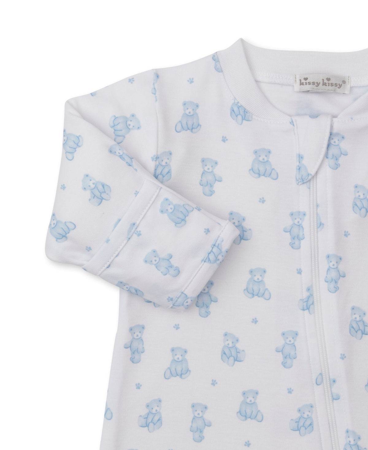 Kissy Kissy Footie w/ Zip - Teddy Bears, Light Blue, 3-6M