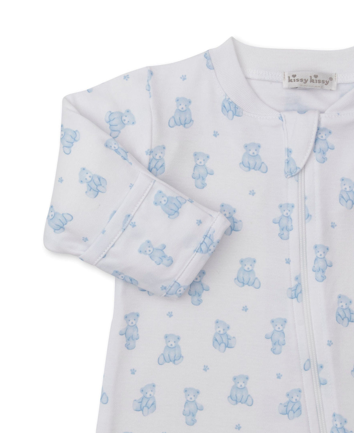 Kissy Kissy Footie w/ Zip - Teddy Bears, Light Blue, Newborn