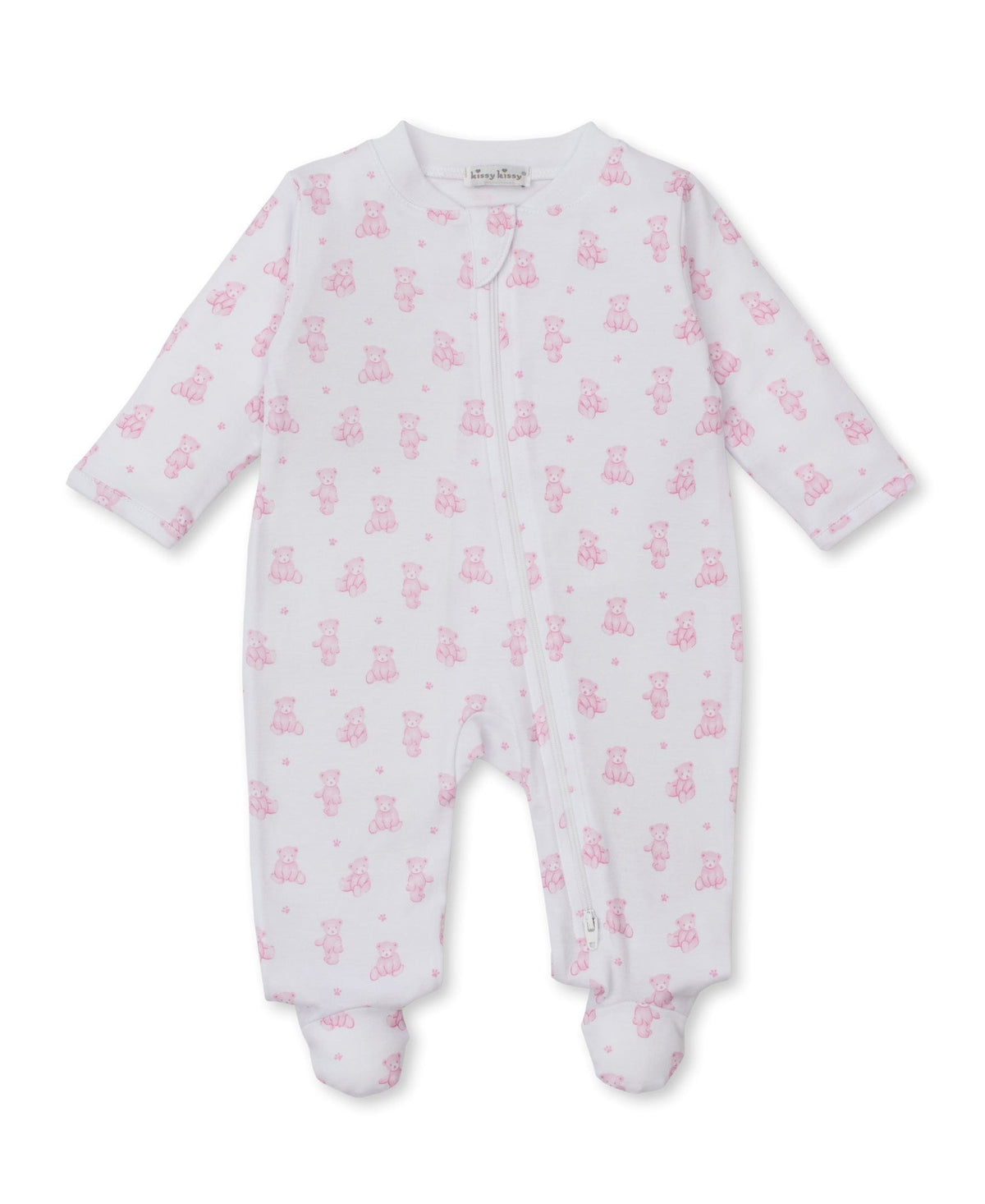 Kissy Kissy Footie w/ Zip - Teddy Bears, Pink, 0-3M