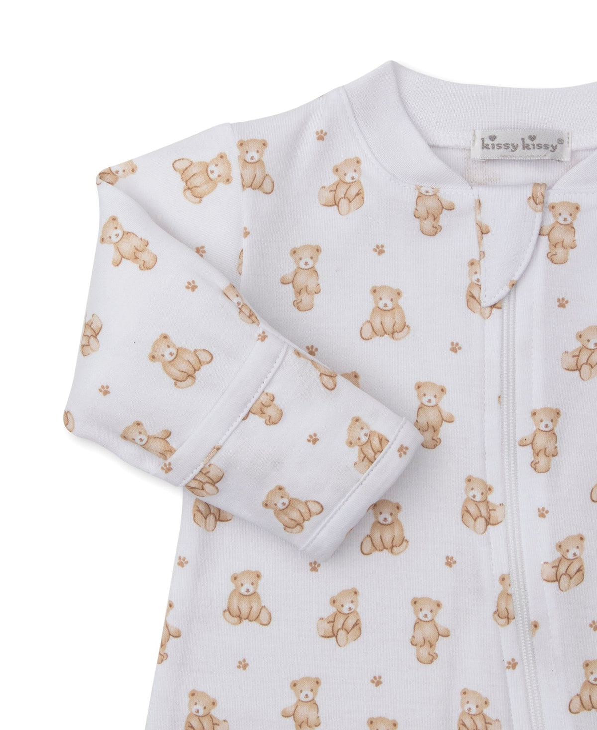 Kissy Kissy Footie w/ Zip - Teddy Bears, Tan, 3-6M