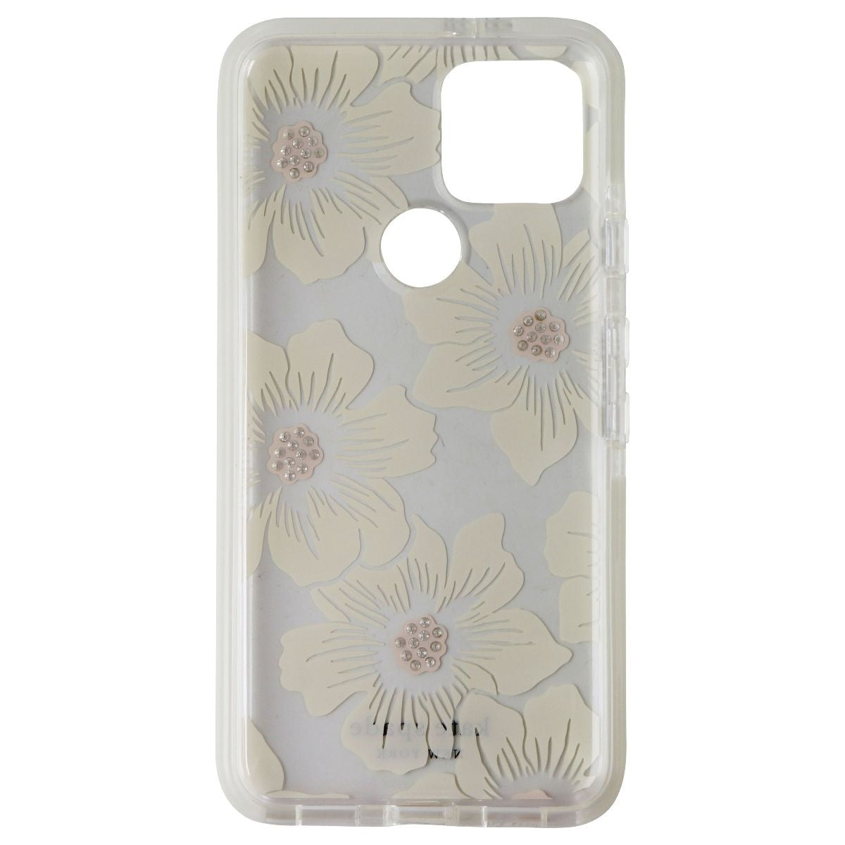 Kate Spade Defensive Hardshell Case for Google Pixel 5 - Hollyhock Floral Clear - New