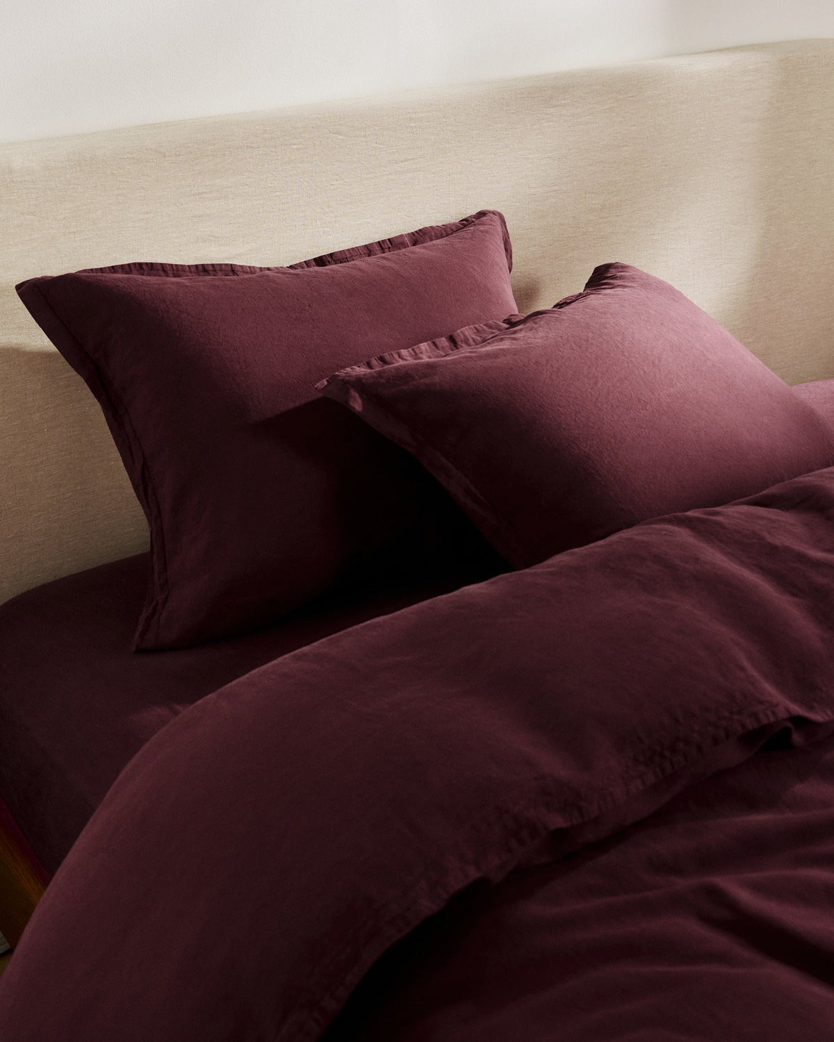 Linen Tencel Duvet Cover Set - Garnet F/Q