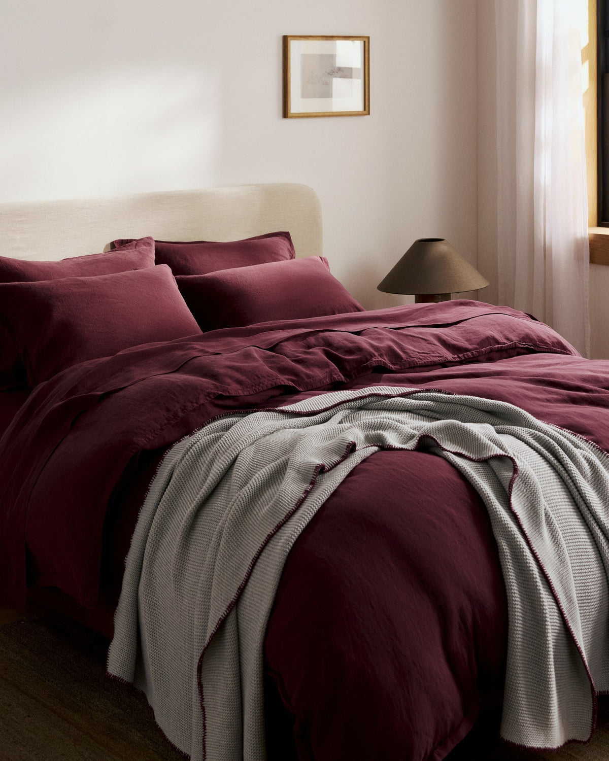 Linen Tencel Duvet Cover Set - Garnet K/CK