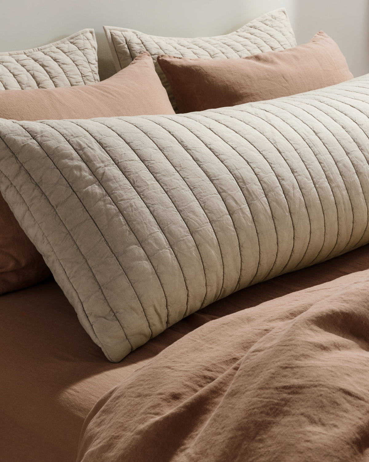 Garment Dyed Channel Body Pillow Cover - FINAL SALE (Bone)