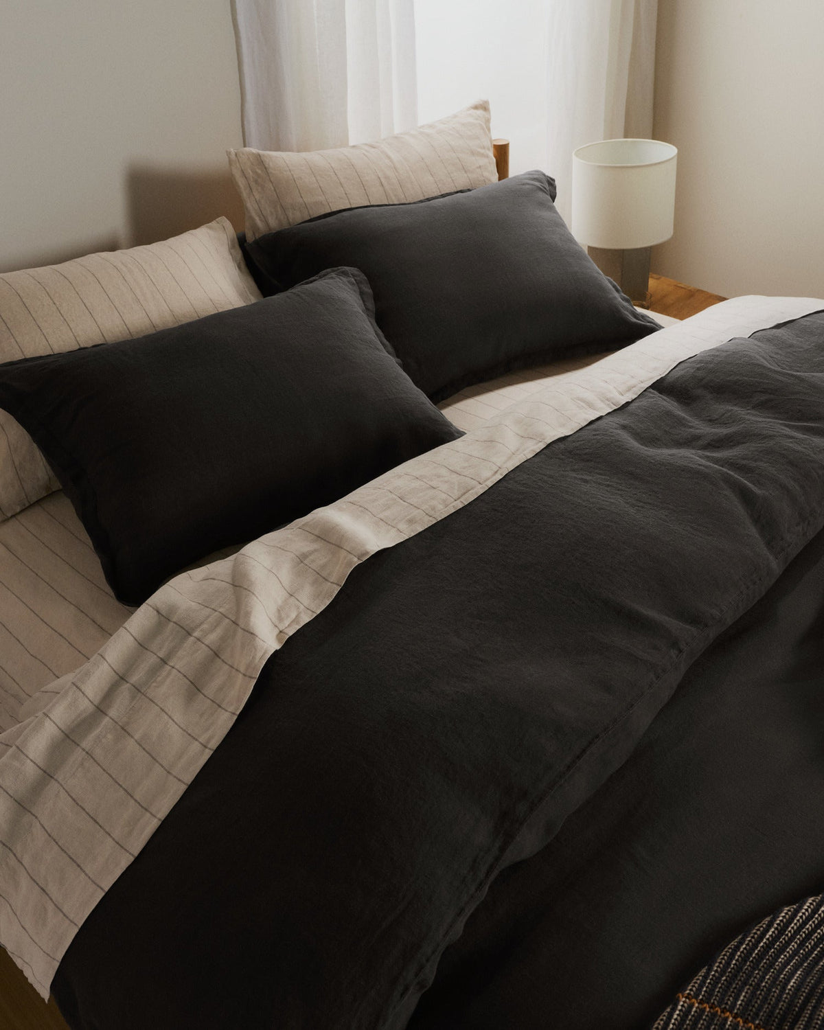 Linen Duvet Cover Set - Onyx F/Q