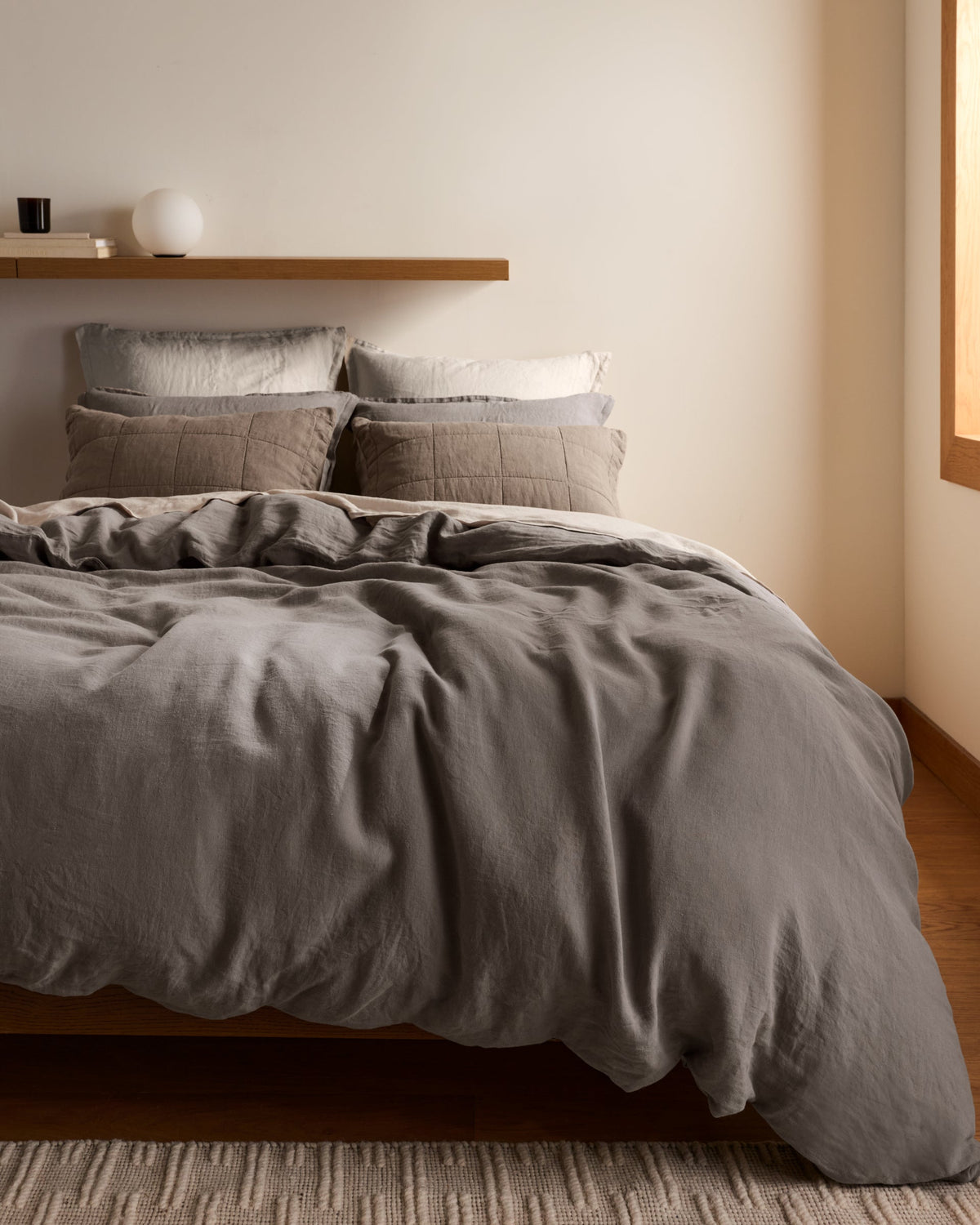 Linen Duvet Cover Set - Pebble F/Q