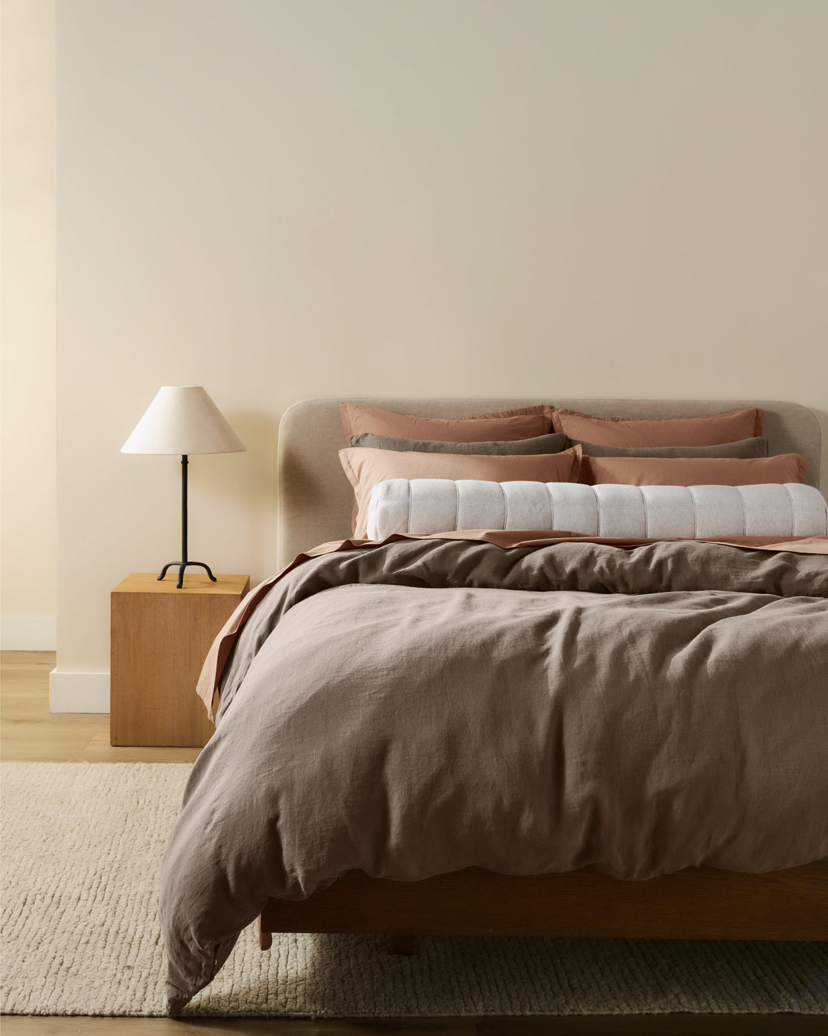 Linen Tencel Jersey Bolster Pillow Cover - FINAL SALE (Heathered Oatmeal)