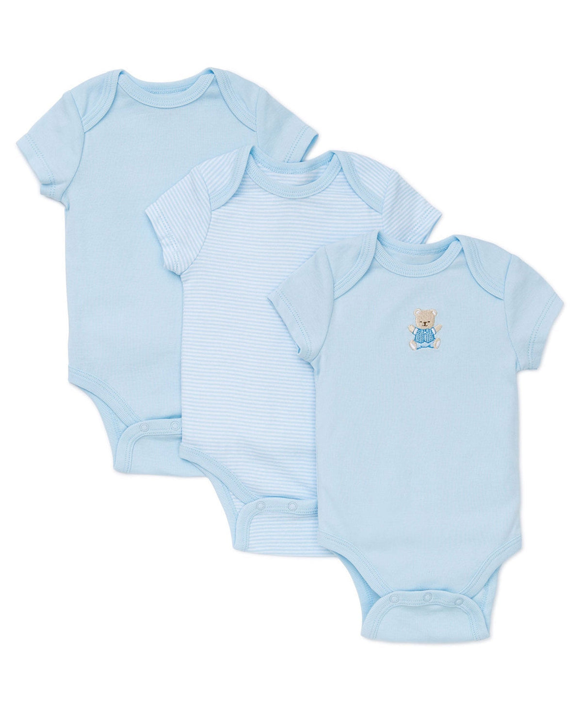 Little Me Cute Bear 3-Pack Bodysuits - Blue Multi, NB