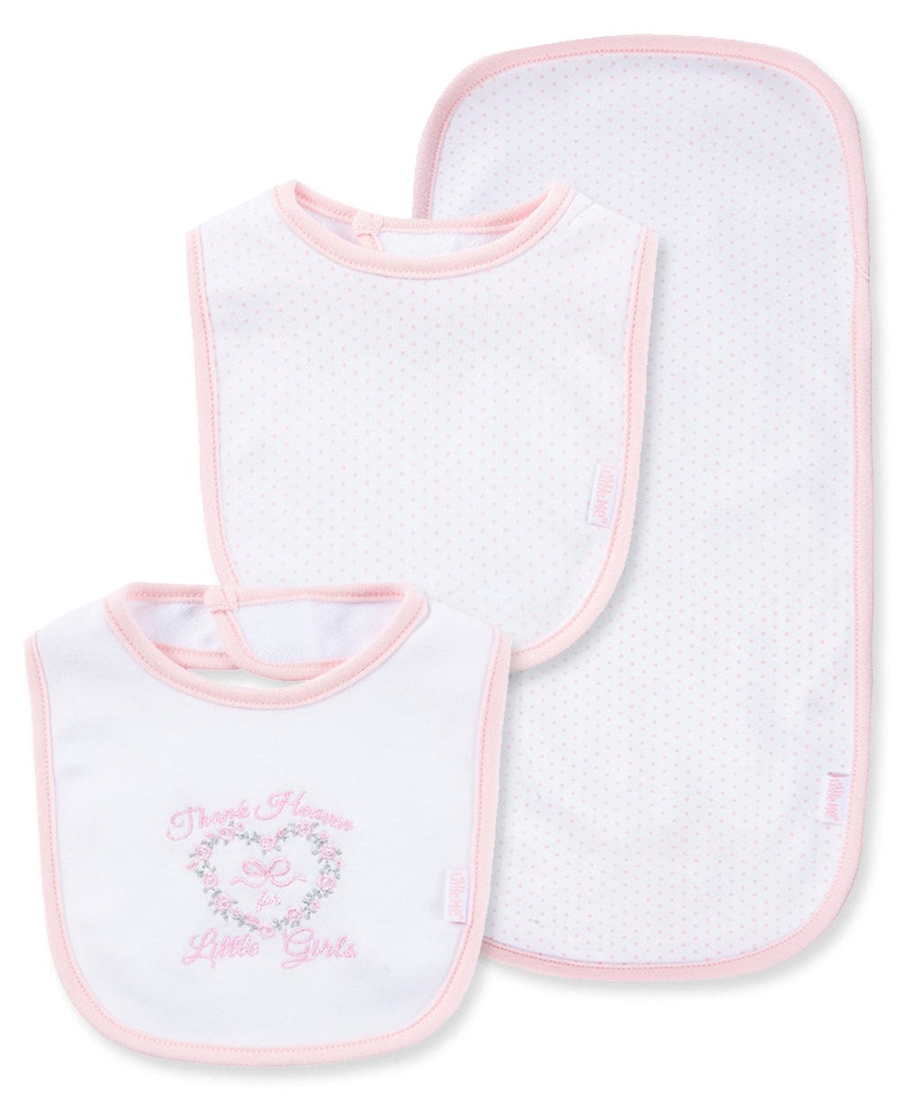 Little Me Thank Heaven For Little Girls Bib & Burp Set - Pink Multi