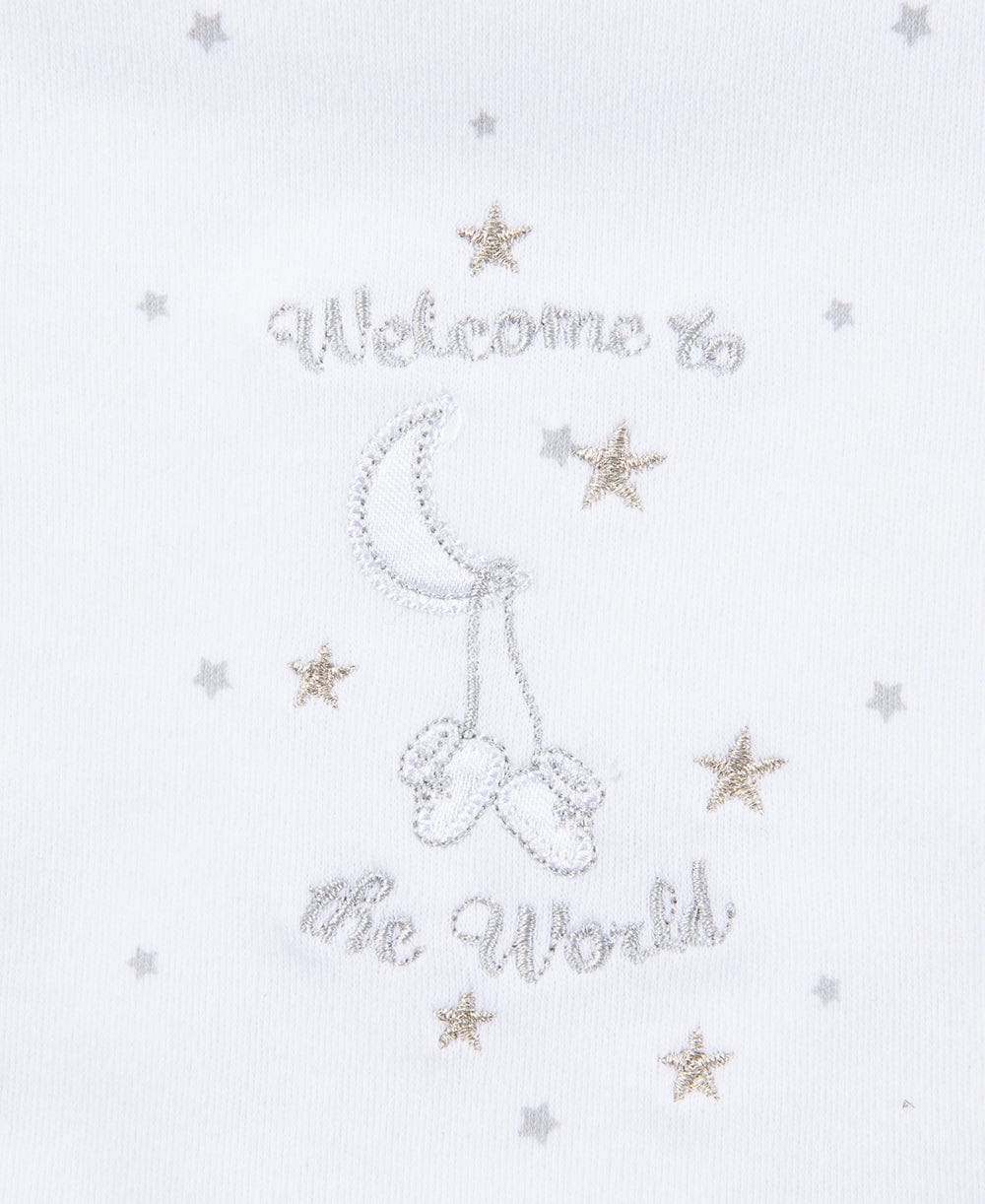 Little Me Welcome To The World Bib & Burp Set - White, One Size