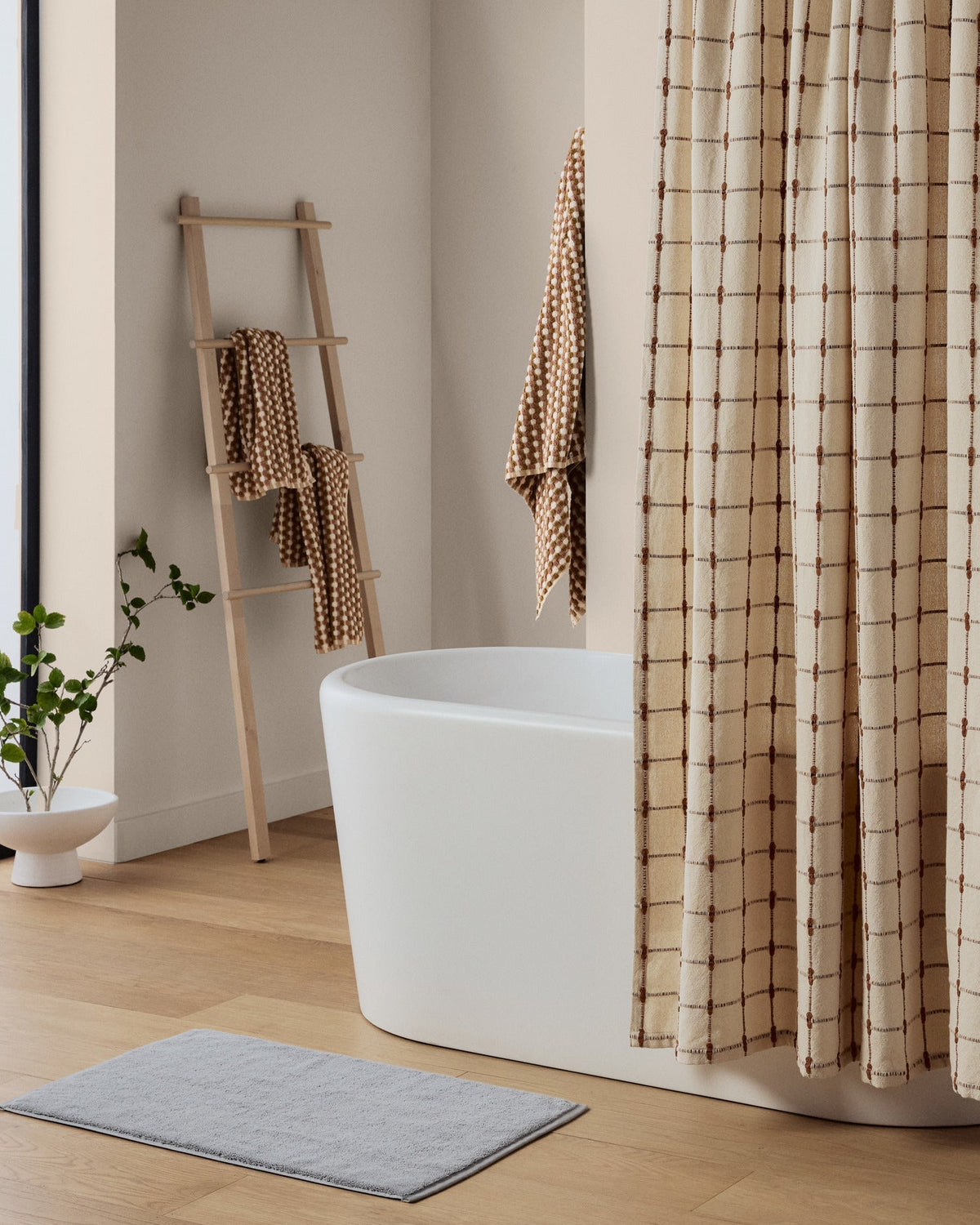 Organic Oasis Shower Curtain (Natural and Tobacco)