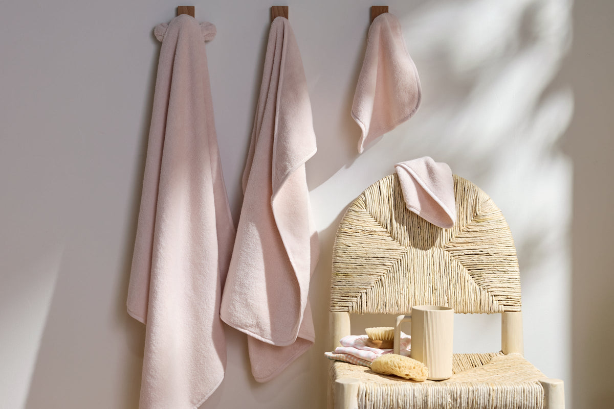Organic Hooded Baby Towel with Ears (Blush)