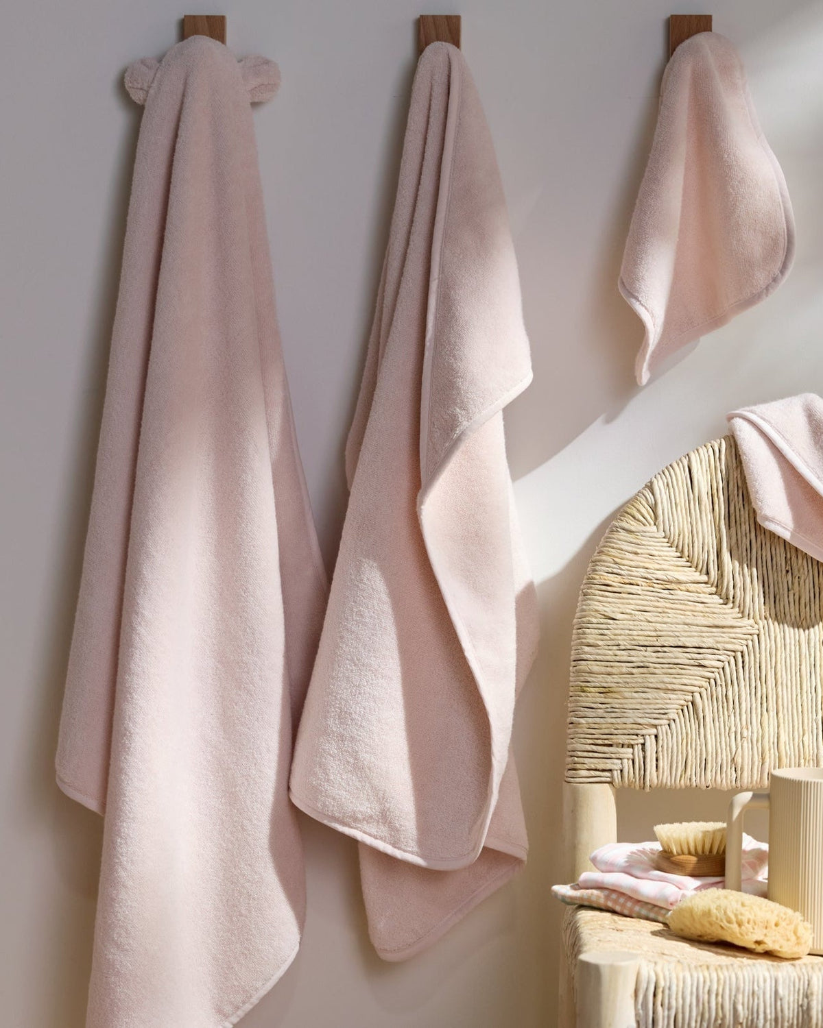 Organic Hooded Toddler Towel with Ears (Blush)