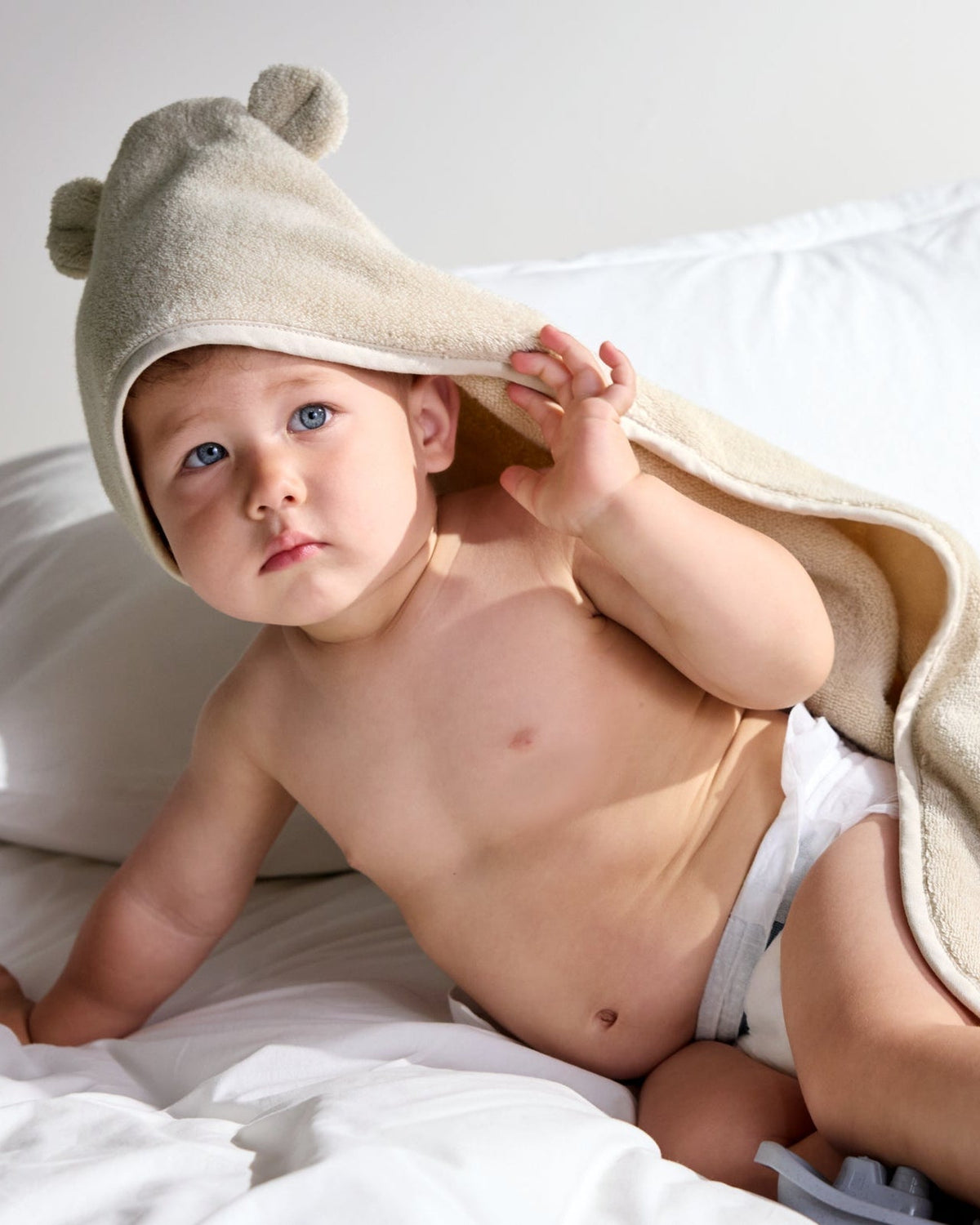 Organic Hooded Baby Towel with Ears (Natural)